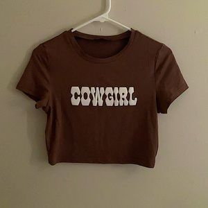 Cowgirl print cropped shirt